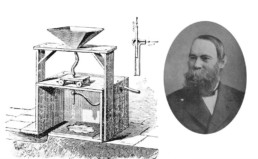Benjamin Chew Tilghman and the mechanism of his invention. Unique in its kind, the device allowed for the first time to engrave glass and crystal with sand © Twitter